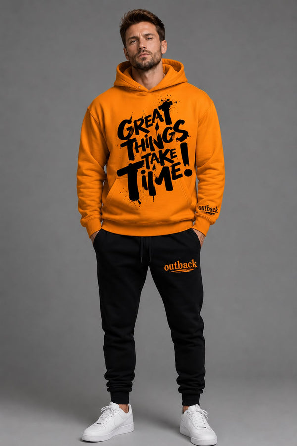 OUTBACK "Great Things Take Time" Heavy Cotton Fleece Hoodie with Joggers